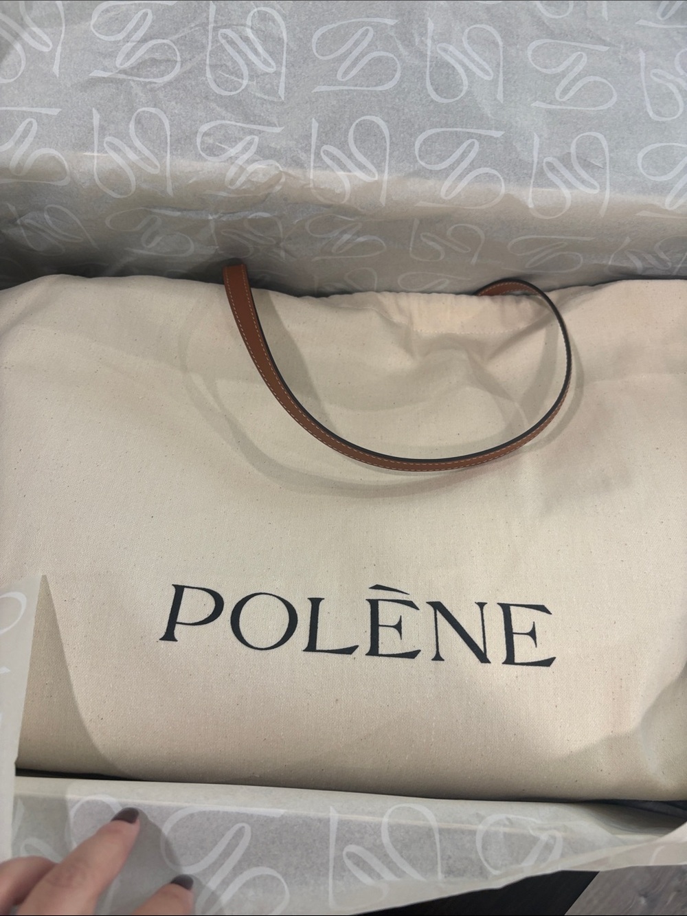 NWT Polène Cyme Cream Woven Tote with Brown Leather Trim - Picture 5 of 9